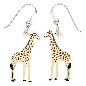 NWT New Handcrafted Giraffe Earrings Sterling Hooks Women Rare